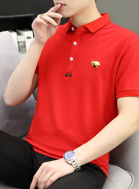 22夏季新款保罗polo衫纯棉潮流翻领宽松黑色衣服体恤男士短袖t恤