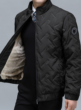 秋冬加绒加厚立领棉衣男青年2023新款商务休闲保暖时尚百搭棉外套