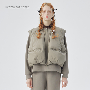 容子木ROSEMOO25冬 微皱哑光拉链羽绒马甲RSS4AP203B 商场同款