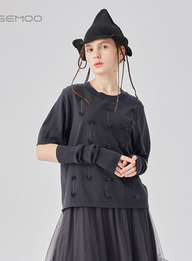 容子木ROSEMOO24年秋季新小流苏毛织套头衫袖套可拆卸RCL3TP129A