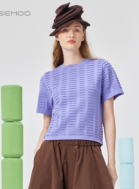 ROSEMOO/容子木25夏【商场同款】轻薄肌理短袖毛织T恤RSS2TP137A