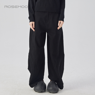 RCL4KC432D 挺阔加绒不规则弧形牛仔裤 容子木ROSEMOO24年冬季 新款