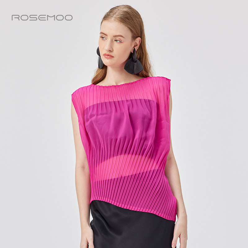 ROSEMOO/容子木25夏商场同款压褶清透不规则无袖上衣RSS2TP286B
