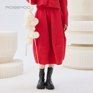 容子木ROSEMOO26春 肌理花苞松紧腰半裙RWM1QP145A 商场同款
