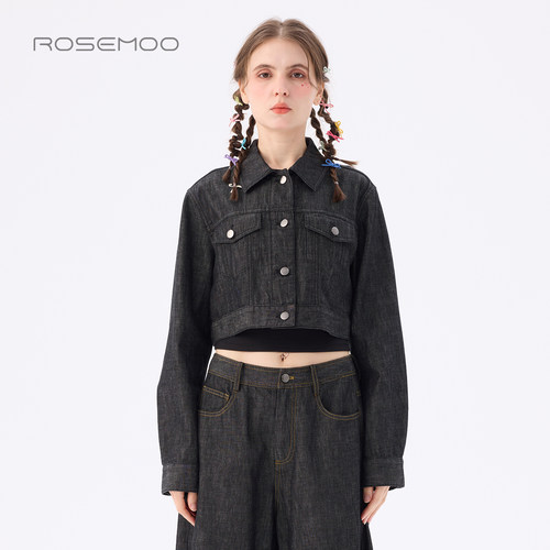 容子木ROSEMOO26春【商场同款】棉感短款长袖牛仔外套RWM1WC435D