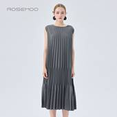 容子木ROSEMOO26春商场同款 垂感压褶圆领无袖 连衣裙RWM1LP403D