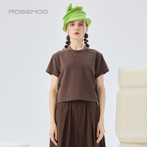 ROSEMOO/容子木26春【商场同款】棉感微弹圆领短袖上衣RWM1TC316C