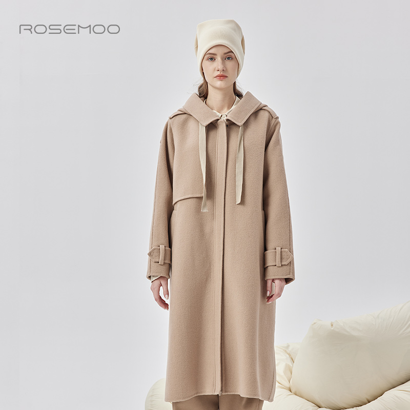 绵羊毛长款双面呢大衣