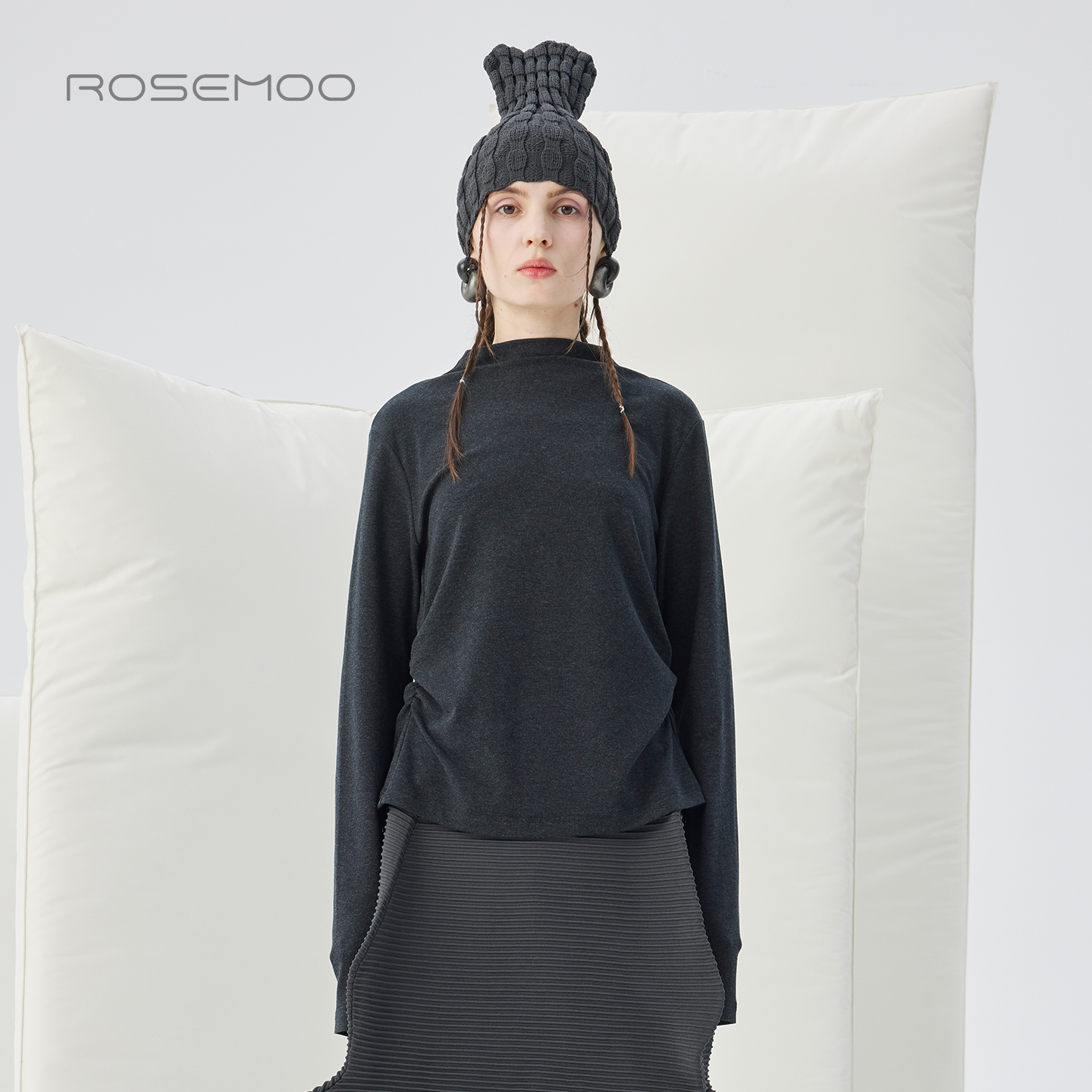 容子木ROSEMOO25冬商场同款含绵羊毛微弹小高领打底衫RSS4TP126A