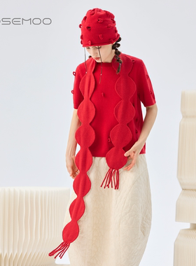 容子木ROSEMOO26春【商场同款】亲肤舒适波点流苏围巾RWM1RP142A