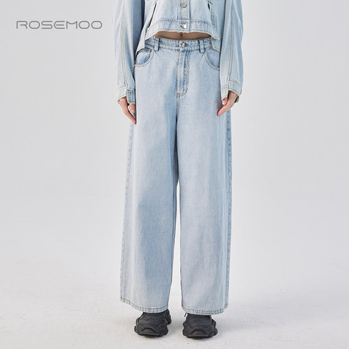 容子木ROSEMOO25春【商场同款】棉感直筒系扣牛仔裤RSS1KC432D