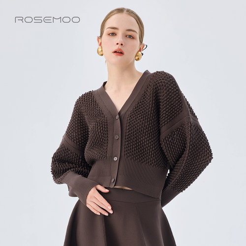 容子木ROSEMOO26春【商场同款】微镂空肌理短款开衫RWM1NP451D