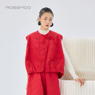 容子木ROSEMOO26春 肌理斜门襟盘扣马甲RWM1AP146A 商场同款