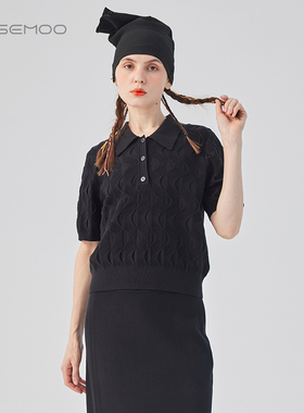 容子木ROSEMOO25春【商场同款】亲肤肌理POLO领上衣RSS1TP223B