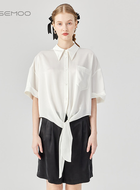 容子木ROSEMOO24年夏季新款光泽感弹力缎衬衫RCL2CP276B