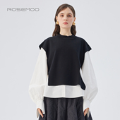 容子木ROSEMOO25年秋季 新亲肤干爽毛织拼接款 套头上衣RSS3TP451D