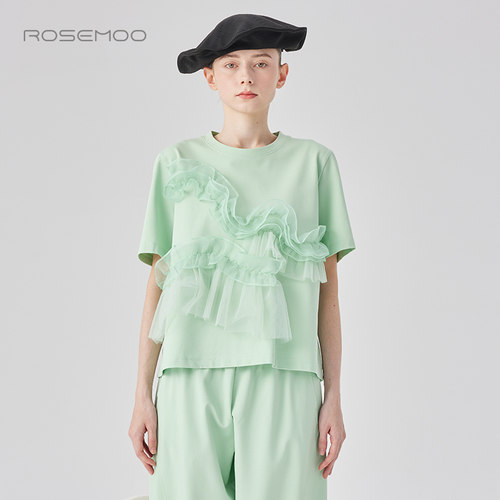 干爽挺括针织拼纱款上衣