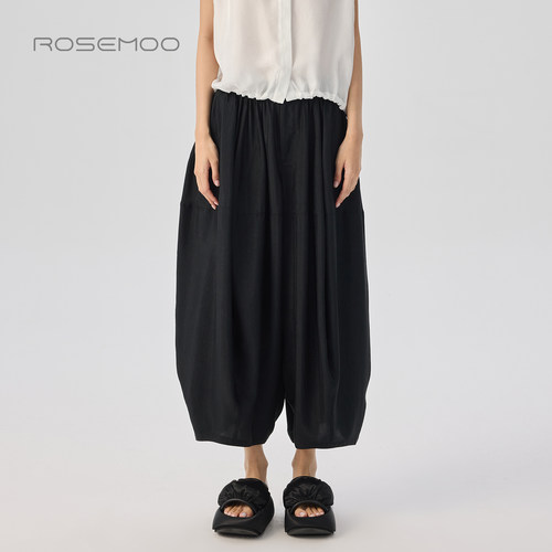 容子木ROSEMOO26夏商场同款清爽显瘦宽松松紧腰长裤RWM2KP309C