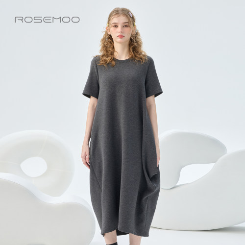 容子木ROSEMOO26秋【商场同款】微弹圆领宽松连衣裙RWM3LC225B