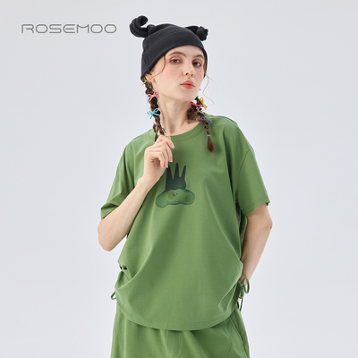 ROSEMOO/容子木26春商场同款棉感微弹印花两侧抽绳上衣RWM1TC439D