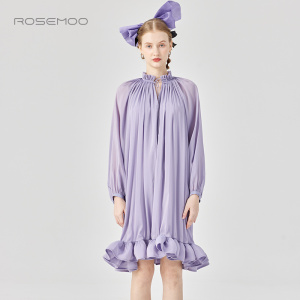 容子木ROSEMOO24年夏季新款含桑蚕丝花苞下摆连衣裙RCL2LS269B