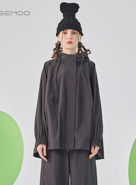容子木ROSEMOO25春商场同款轻爽轻薄中长款连帽风衣RSS1WP302C