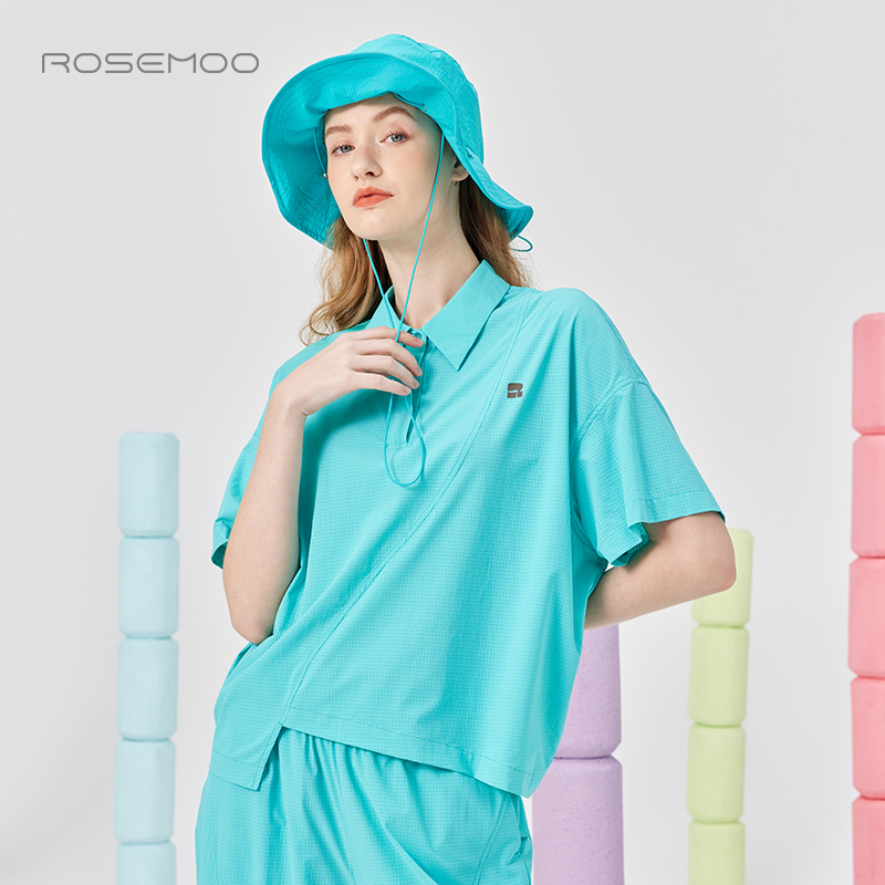 ROSEMOO/容子木25夏商场同款格纹微弹不规则下摆T恤RSS2TP405D