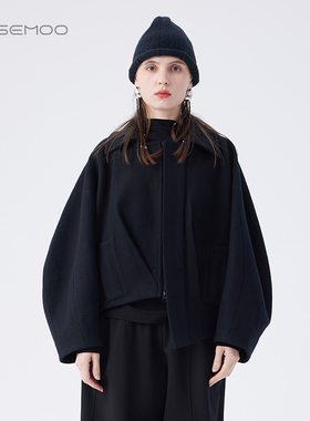 容子木ROSEMOO24年冬季新款绵羊毛针织呢错位门襟外套RCL4WW261B