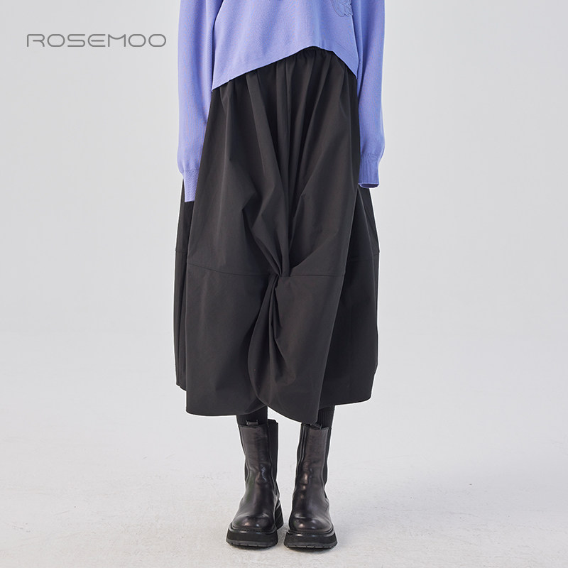 容子木ROSEMOO25春【商场同款】微皱挺阔打结设计半裙RSS1QP261B