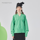 轻量感花边设计V领开衫 容子木ROSEMOO25春 商场同款 RSS1NP328C