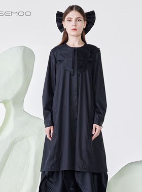 容子木ROSEMOO24年春新款亲肤翻领长款连衣裙RCL1LP432D