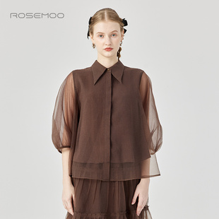 RCL2CP274B 微皱微颗粒感衬衫 容子木ROSEMOO24年夏季 新款