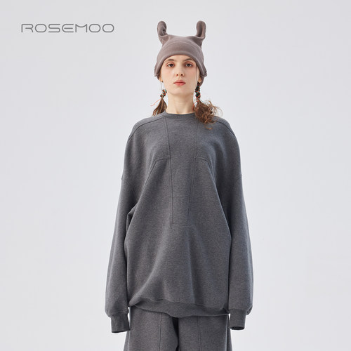 容子木ROSEMOO25秋【商场同款】微弹棉感宽松长款卫衣RSS3TC432D