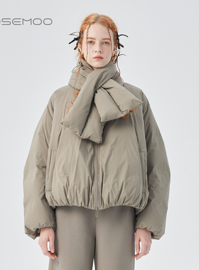 容子木ROSEMOO25冬商场同款微皱哑光棒球领短款羽绒服RSS4YP201B