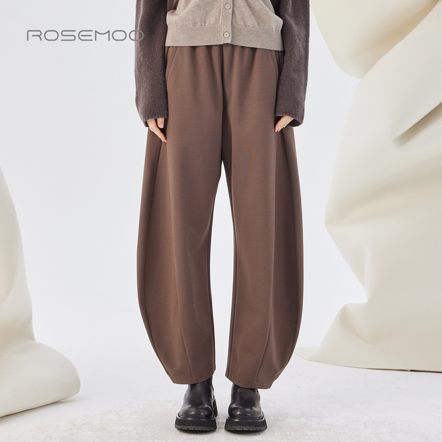 容子木ROSEMOO25秋【商场同款】微弹针织宽松豌豆裤RSS3KP304C