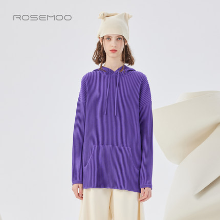 容子木ROSEMOO25秋商场同款微肌理连帽毛织口袋上衣RSS3TS335C