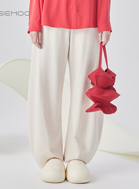 容子木ROSEMOO24年秋季新款微弹细腻平纹针织宽松长裤RCL3KP304C