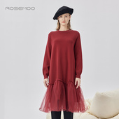 温暖拼纱长款 容子木ROSEMOO 商场同款 毛衣RMT4LP322C