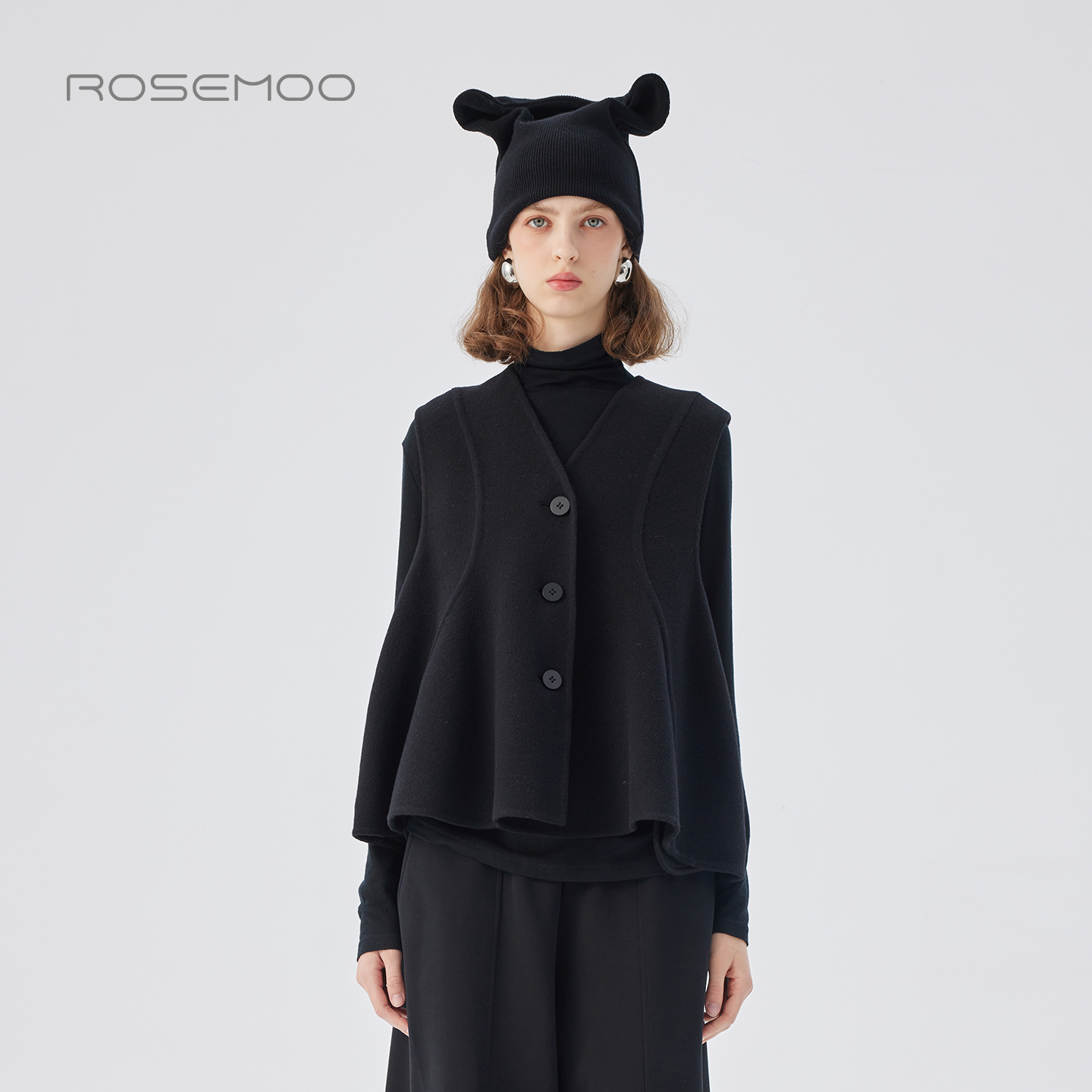 容子木ROSEMOO25秋【商场同款】含绵羊毛双面呢A摆马甲RSS3AW417D