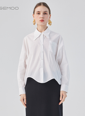 容子木ROSEMOO25春商场同款微弹经典底部不规则衬衫RSS1CC265B