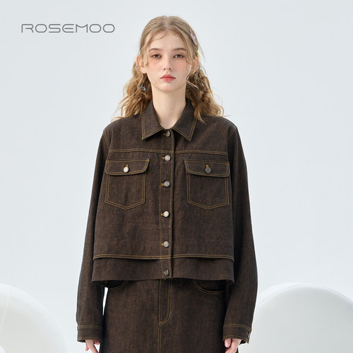容子木ROSEMOO26秋【商场同款】棉感含亚麻牛仔外套RWM3WL228B