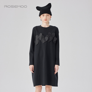 容子木ROSEMOO24年秋季 新微弹针织拼接爱心连衣裙RCL3LC264B