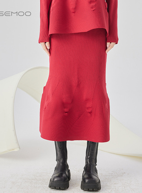 容子木ROSEMOO24年秋季新款轻量感高弹纱线半裙RCL3QP324C