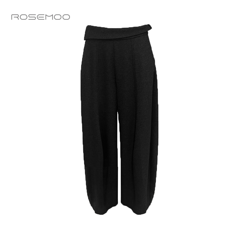 容子木ROSEMOO25冬【商场同款】棉感腰头翻边弧形长裤RSS4KW438D