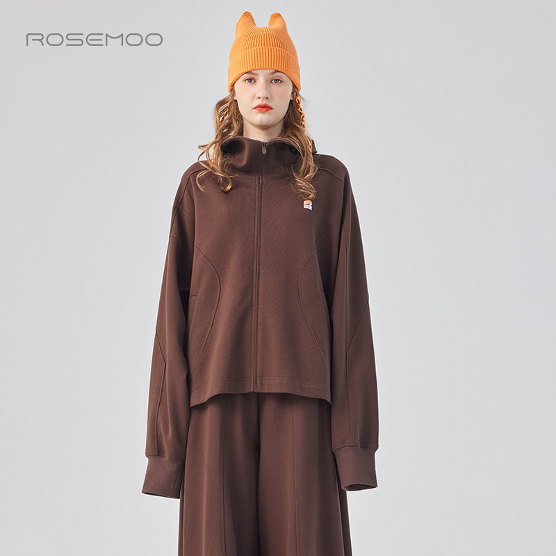 容子木ROSEMOO25春商场同款柔软双层针织翻领宽松卫衣RSS1WC211B