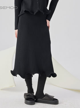 容子木ROSEMOO24年秋季新款干爽挺括下摆毛织半裙RCL3QP126A