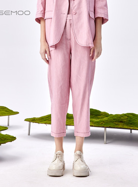容子木ROSEMOO【商场同款】微弹亚麻小脚裤RMT1KL410D