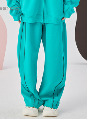 容子木ROSEMOO24年秋季新款微弹棉感运动起棱长裤RCL3KC410D