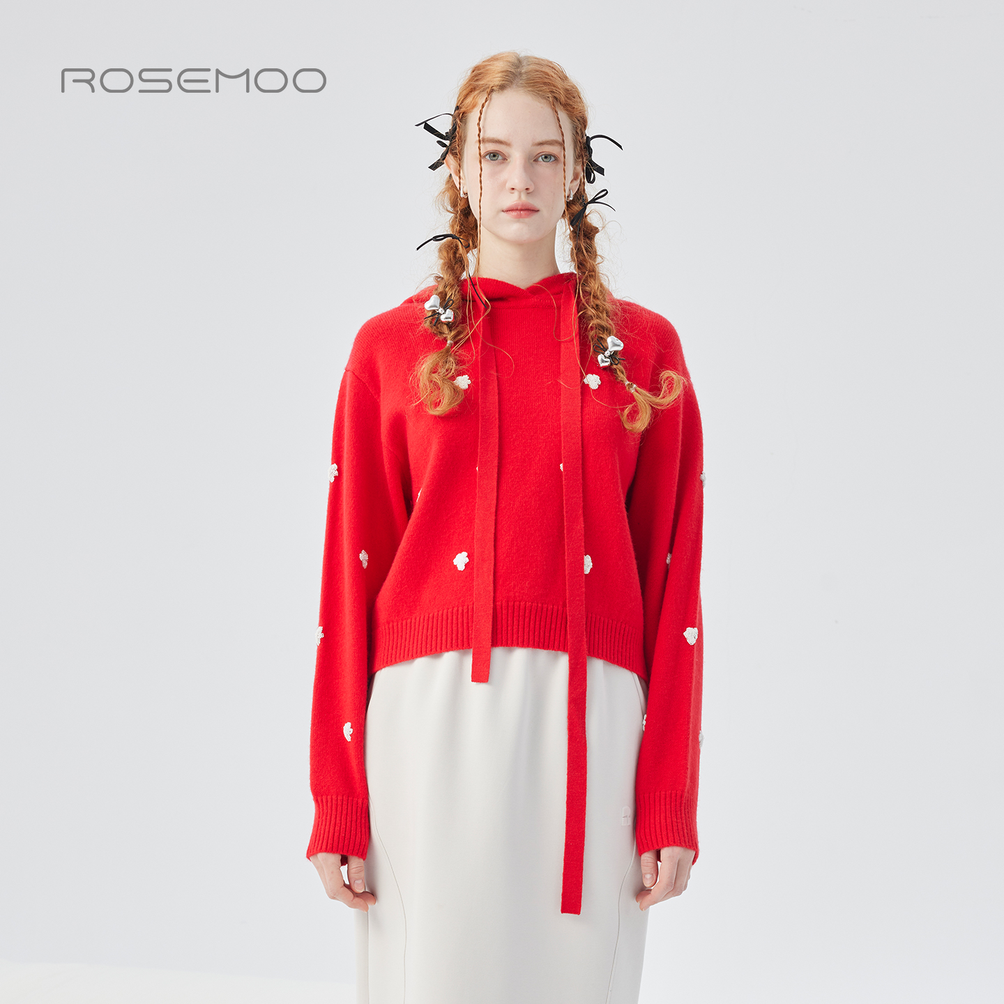 容子木ROSEMOO25冬商场同款软糯亲肤哑光丝绒亮片上衣RSS4TW448D