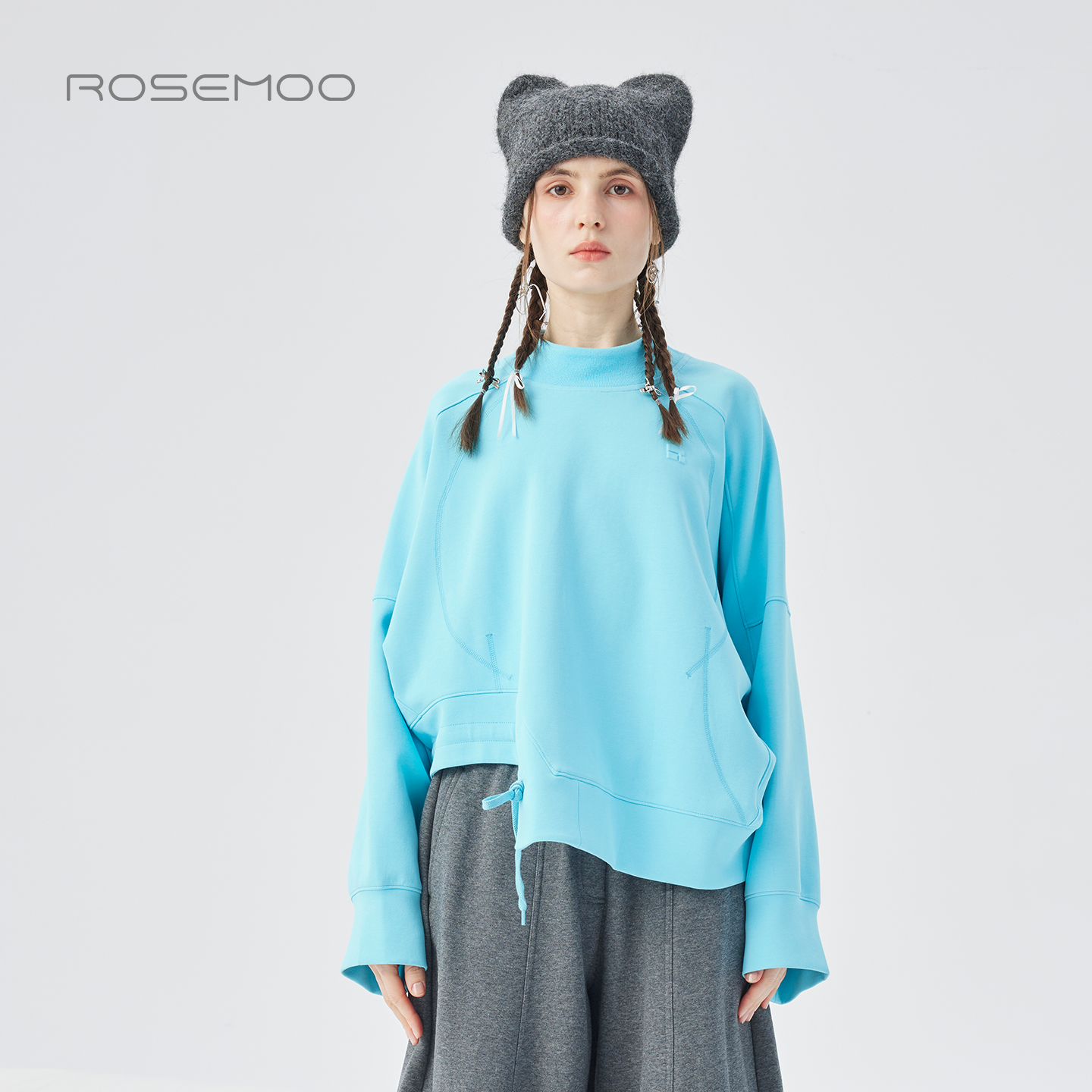 容子木ROSEMOO25冬商场同款棉感微弹下摆抽绳圆领上衣RSS4TC424D